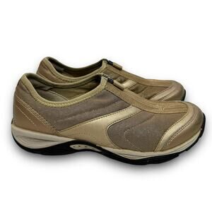 Womens Easy Spirit Casual Sneakers Metallic Bronze Mesh Zipper Closure Size 7 M